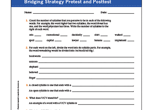 Bridging Strategy Pretest and Posttest